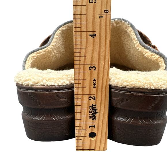 Born BOC Mae Wool Comfort Clog 11 Gray Fleece Lined Y2K Heel Academia Boho Cozy - Picture 11 of 14